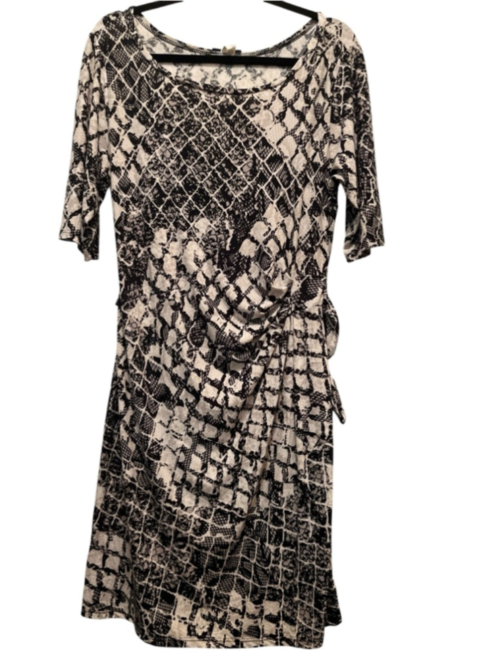 EUC MSK Black White Snake Print Tie-Waist Dress Women’s Size 12